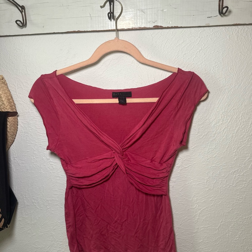 Zara Knot-Detail Top - Deep Rose